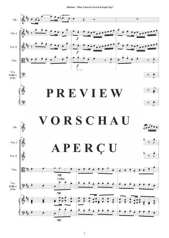 Product gallery: Page 8 of 11 Concerto No.6 in D-Dur Op.7, , Solo Oboe, String Ensemble, and Harpsichord (Basso Continuo)
