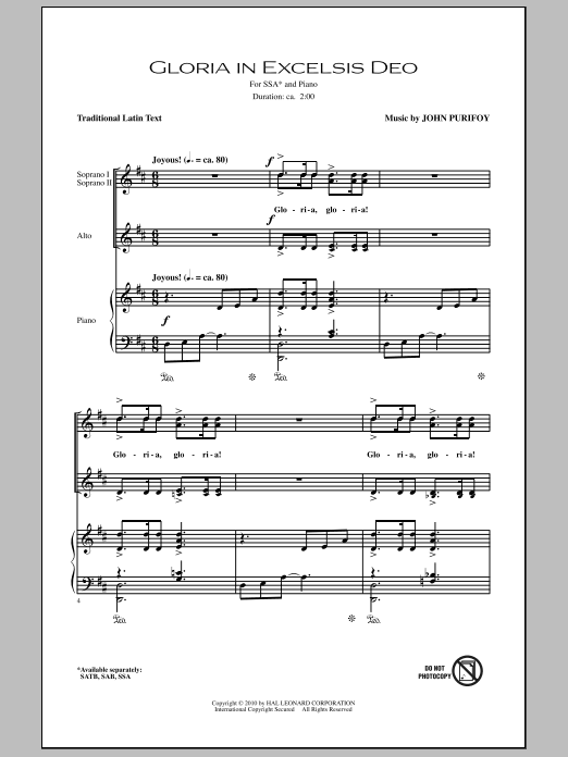 Produktgalerie: Seite 1 von 1 Gloria In Excelsis Deo, John Purifoy, Chor
