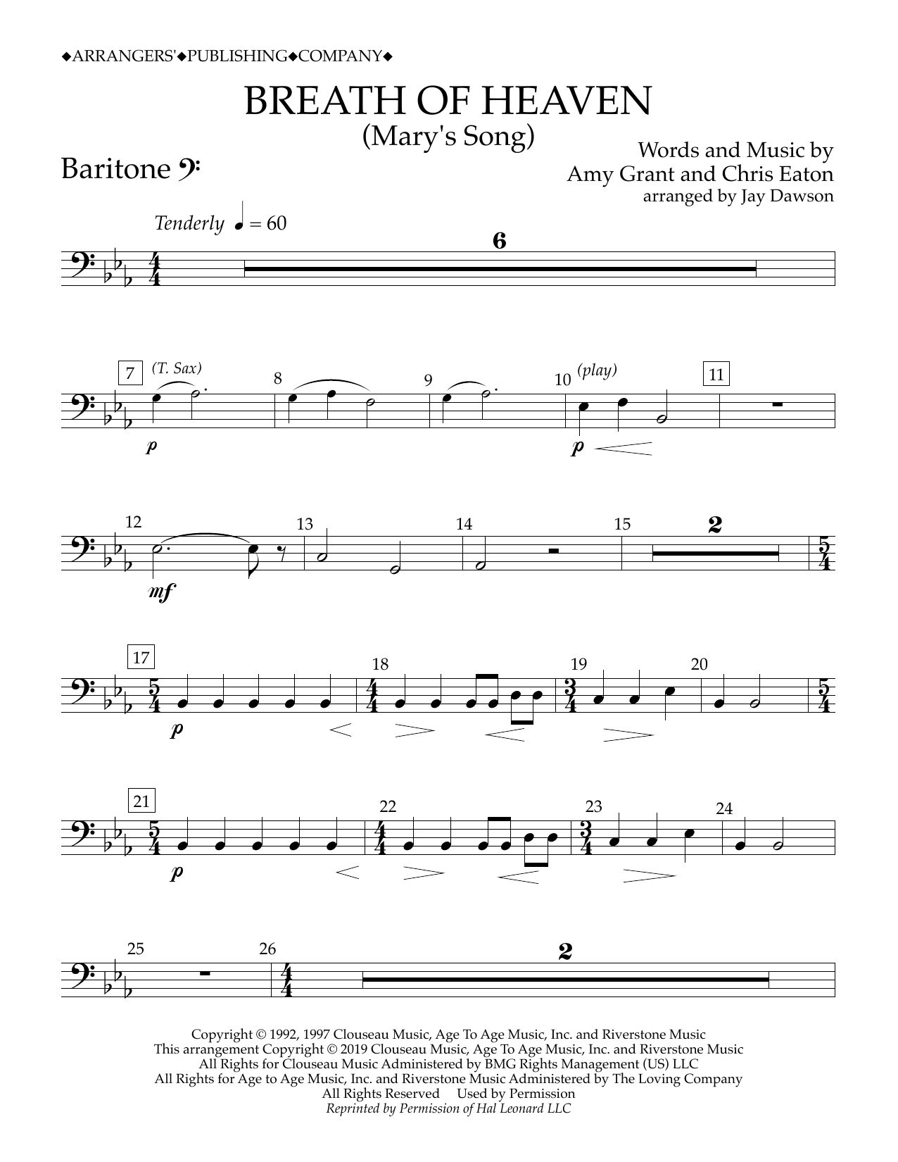 Product picture to: Breath of Heaven (Mary's Song) (arr. Jay Dawson) - Baritone B.C.