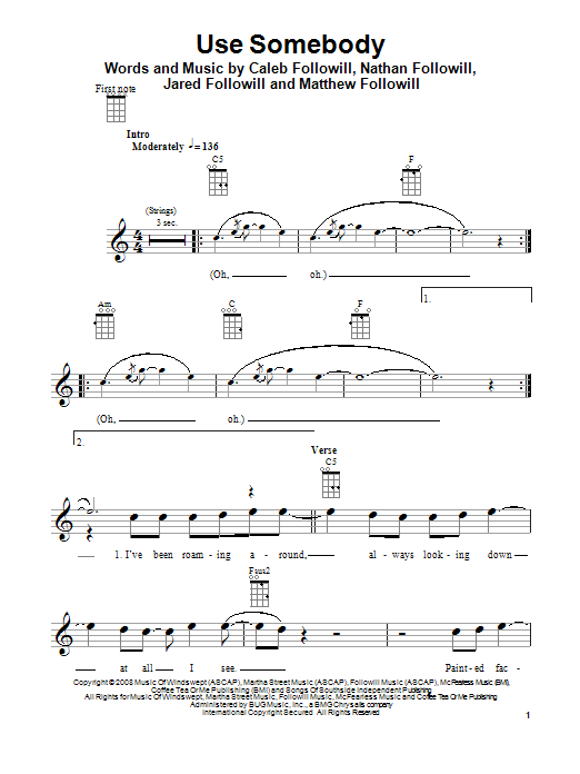 Product gallery: Page 1 of 1 Use Somebody, Kings Of Leon