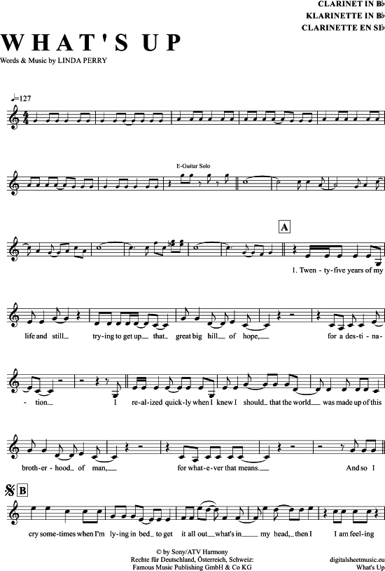 Product gallery: Page 1 of 4 What´s Up , 4 Non Blondes, Clarinet in B-flat