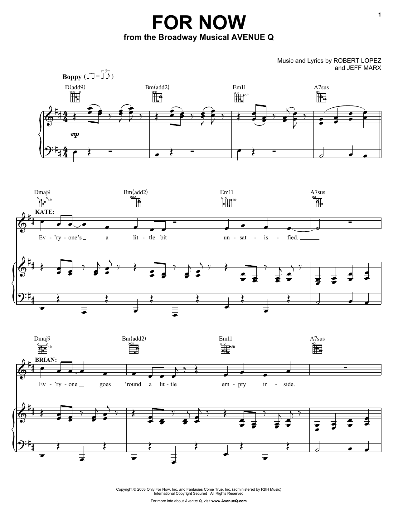 Produktbild zu: For Now (from Avenue Q)