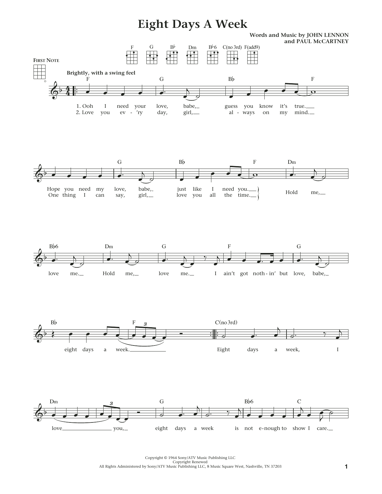 Product gallery: Page 1 of 1 Eight Days A Week (from The Daily Ukulele) (arr. Liz and Jim Beloff), The Beatles
