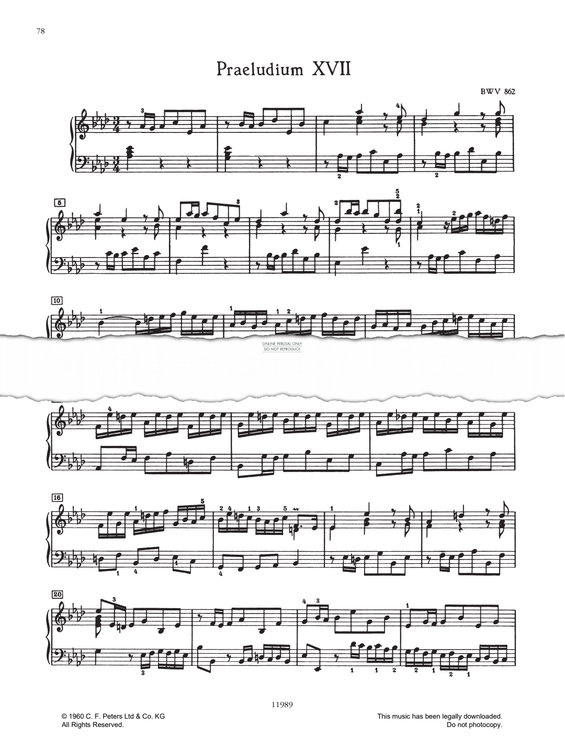 Produktbild zu: Prelude And Fugue No.17 in Ab major, BWV 862 (from 'The Well-Tempered Klavier Book I')