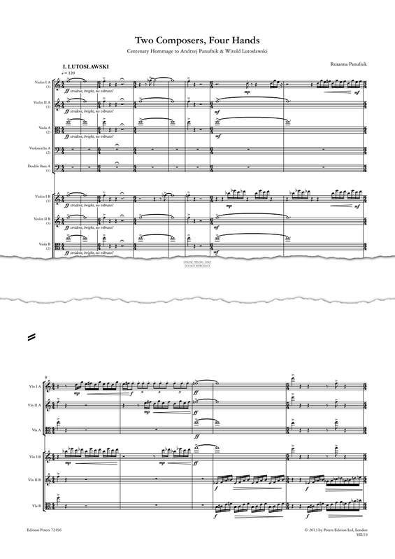 Produktgalerie: Seite 1 von 1 Two Composers, Four Hands, Roxanna Panufnik, Kontrabass, Streichinstrumente, Viola, Violine, Violoncello