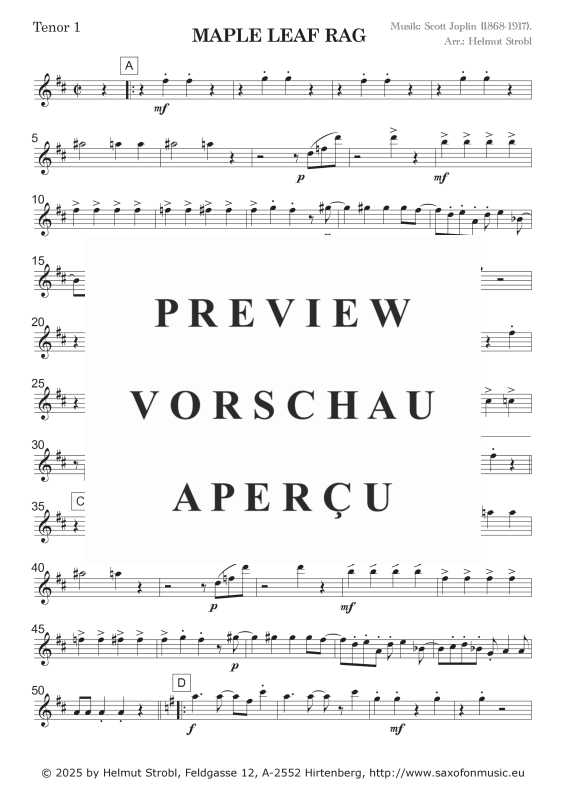 Produktgalerie: Seite 7 von 11 Maple Leaf Rag, , Saxophon Quintett