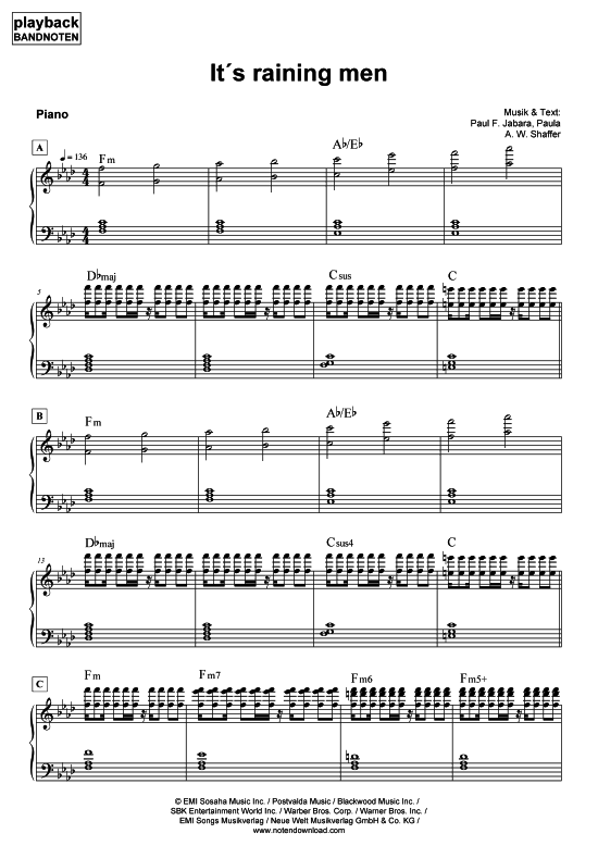 Product picture to: It´s raining men - KlavierWeather Girls