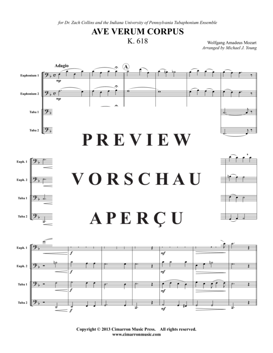 Product gallery: Page 2 of 9 Ave verum corpus K. 618 , , (2x Baritone, 2x Tuba)