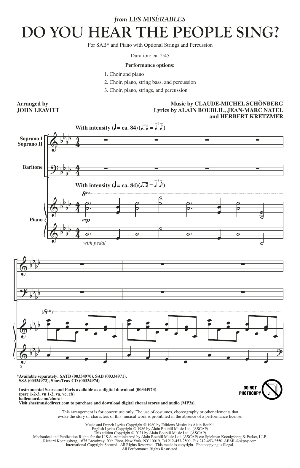 Produktbild zu: Do You Hear The People Sing? (from Les Misérables) (arr. John Leavitt)