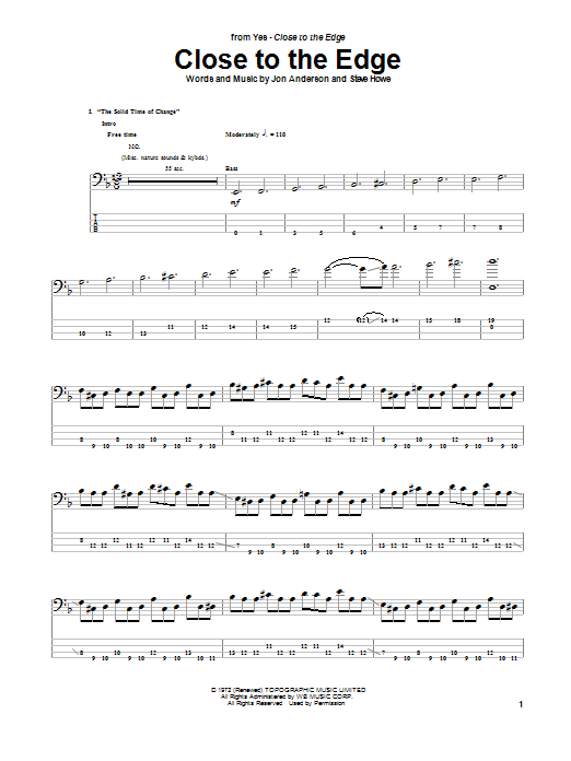 Produktgalerie: Seite 1 von 1 Close To The Edge, Yes, E-Bass