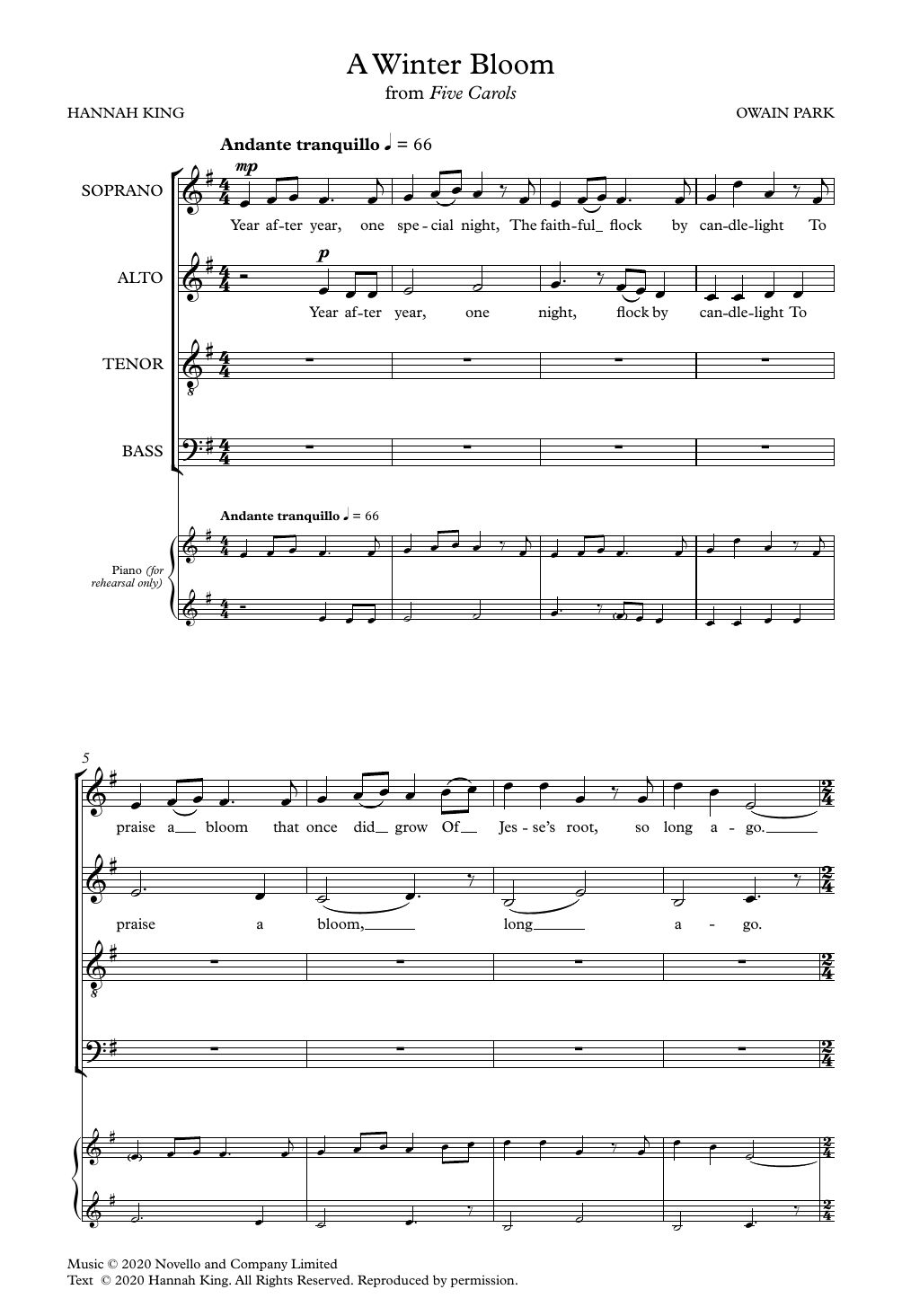 Produktgalerie: Seite 1 von 1 A Winter Bloom, Owain Park, Chor