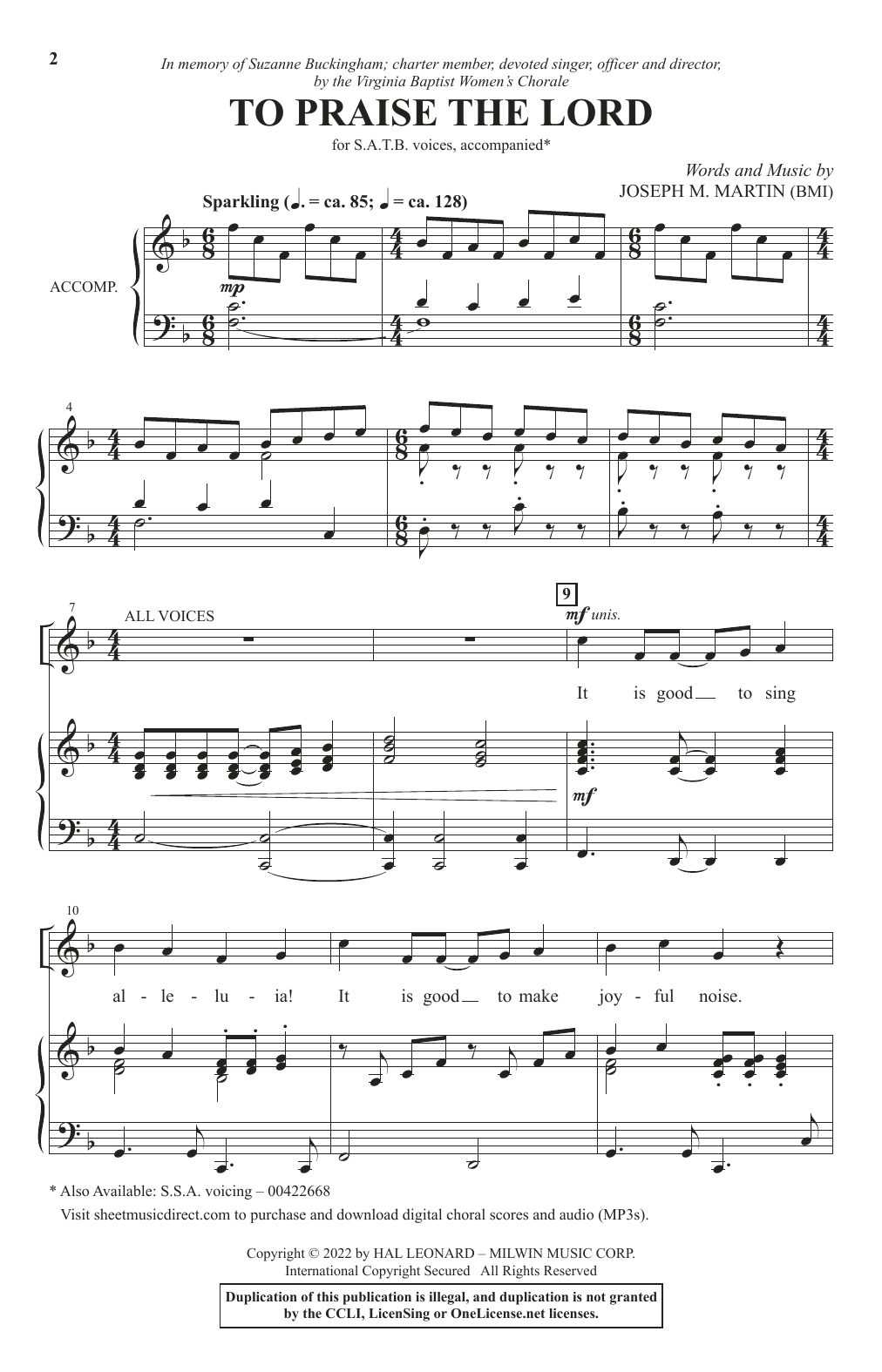 Produktbild zu: To Praise The Lord