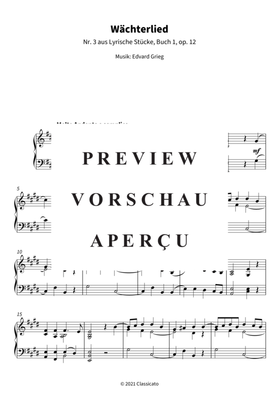 Product gallery: Page 4 of 6 Wächterlied - Nr. 3 aus Lyrische Stücke, Buch 1, op. 12 , , Piano Solo