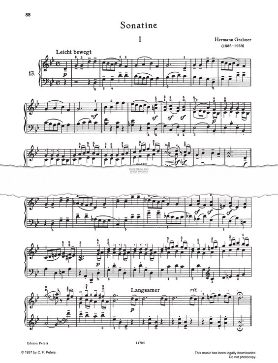 Produktgalerie: Seite 1 von 1 Sonatina G-minor, Hermann Grabner, Klavier