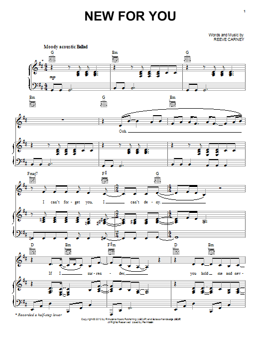 Produktgalerie: Seite 1 von 1 New For You, Reeve Carney, Gesang, Gitarre, Klavier