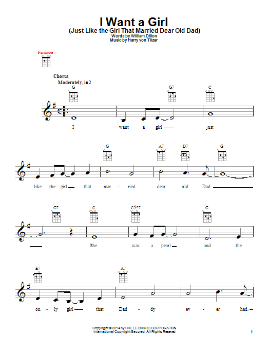 Product gallery: Page 1 of 1 I Want A Girl (Just Like The Girl That Married Dear Old Dad), Harry von Tilzer