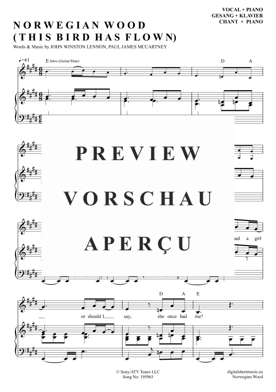 Produktgalerie: Seite 2 von 6 Norwegian Wood, Beatles, The, Klavier und Gesang