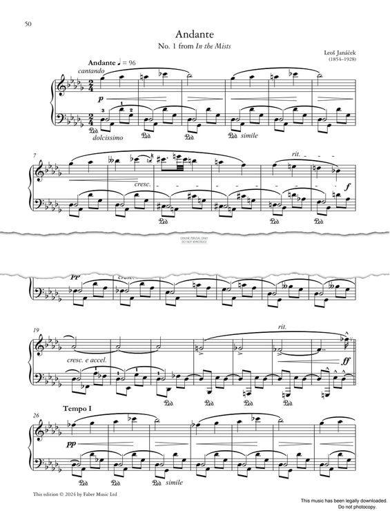 Produktgalerie: Seite 1 von 1 Andante: No. 1 from In the Mists, Leos Janacek, Klavier
