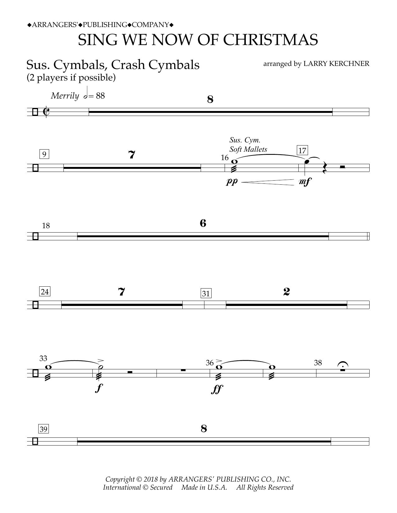 Produktbild zu: Sing We Now of Christmas (arr. Larry Kerchner) - Sus. Cym./Cr. Cym.