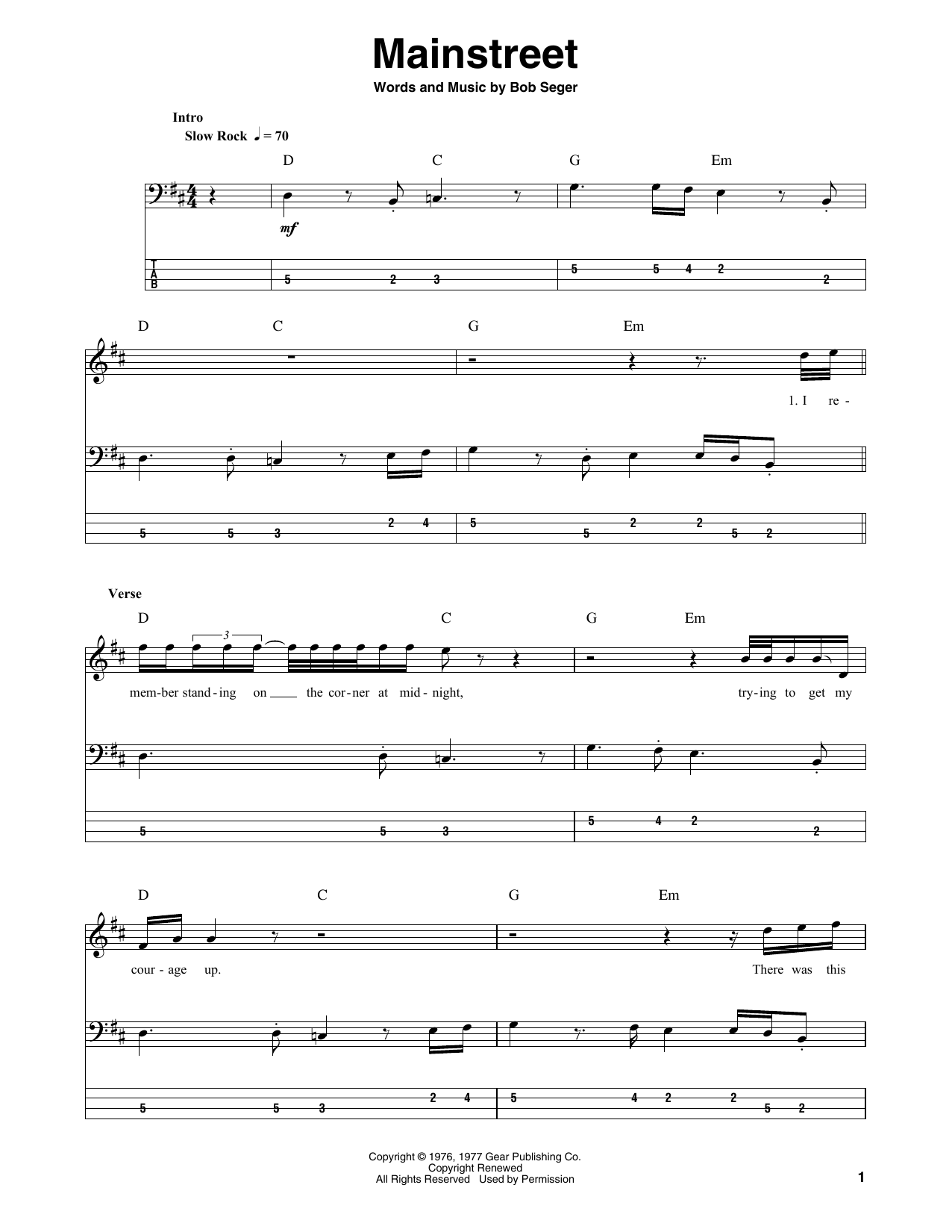 Produktgalerie: Seite 1 von 1 Mainstreet, Bob Seger, E-Bass