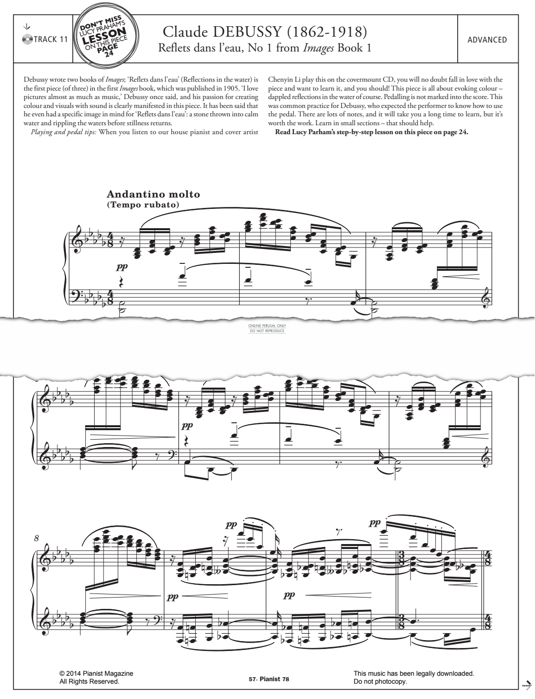 gallery: Reflets dans l'eau, No.1 from Images Book 1, Claude Debussy, Klavier
