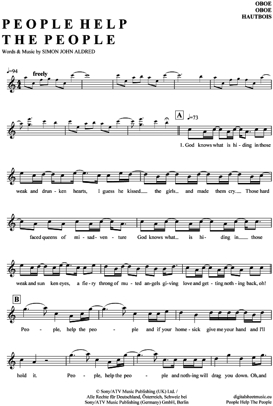 Produktgalerie: Seite 1 von 4 People help the people , Birdy, (Oboe)