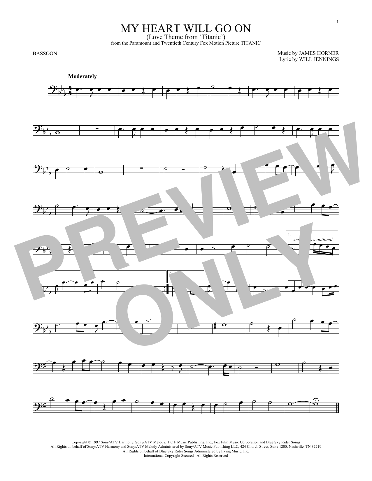 Produktgalerie: Seite 1 von 1 My Heart Will Go On (Love Theme from Titanic), Celine Dion, Fagott