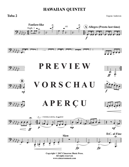 Product gallery: Page 11 of 11 Hawaiian Quintett 88 , , (Tuba-Ensemble: Baritone/Pos+Tuba)