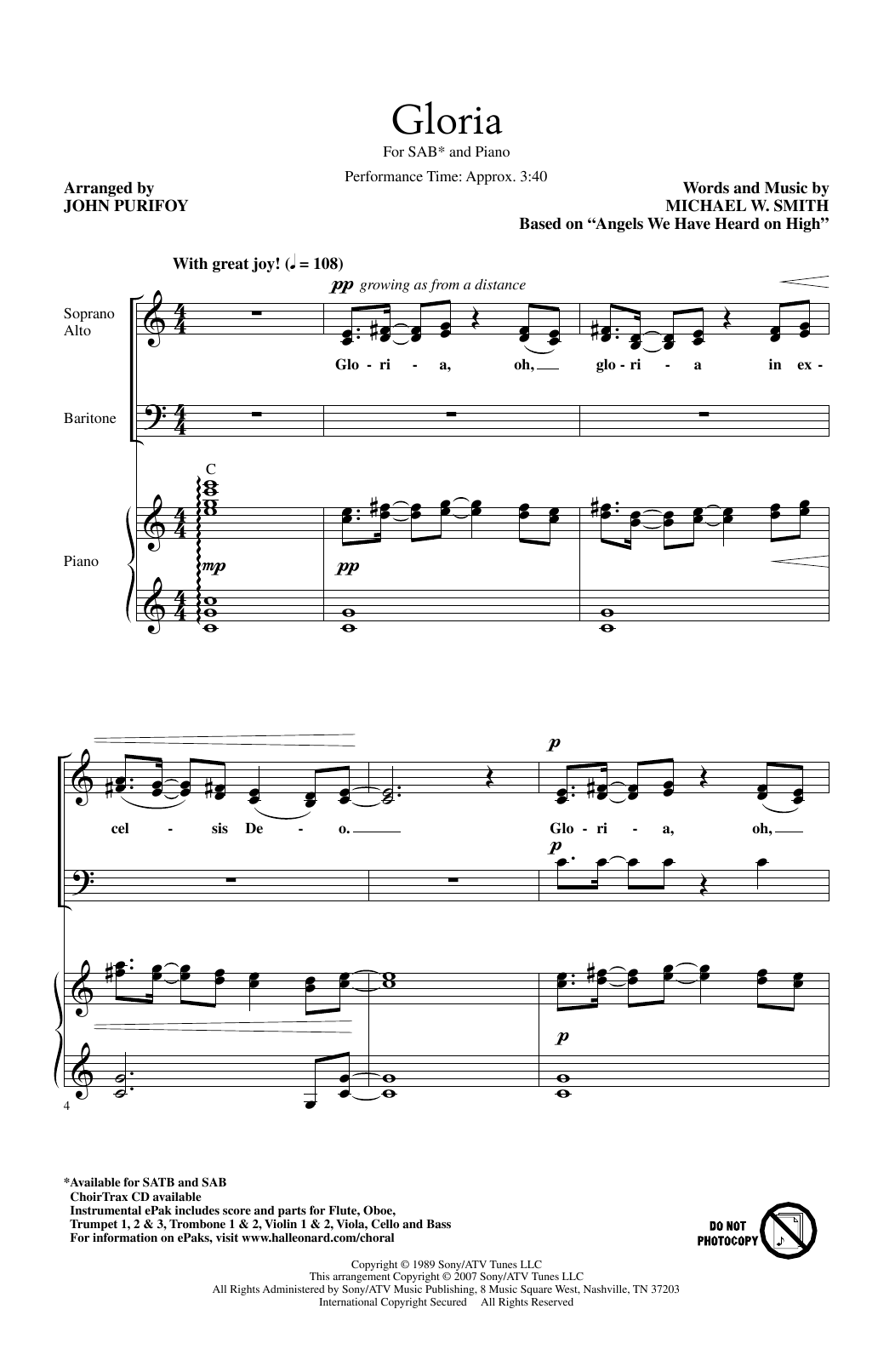 Produktbild zu: Gloria (arr. John Purifoy)