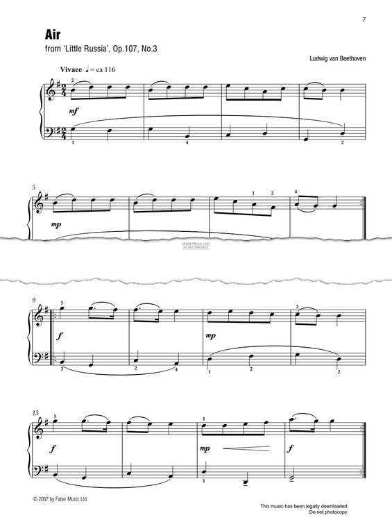 Produktgalerie: Seite 1 von 1 Air (from 'Little Russia', Op. 107, No. 3) (Best of Grade 1 Piano), Ludwig van Beethoven, Klavier