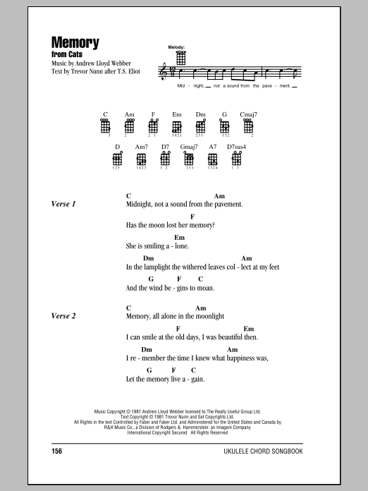 Product gallery: Page 1 of 1 Memory (from Cats), Andrew Lloyd Webber