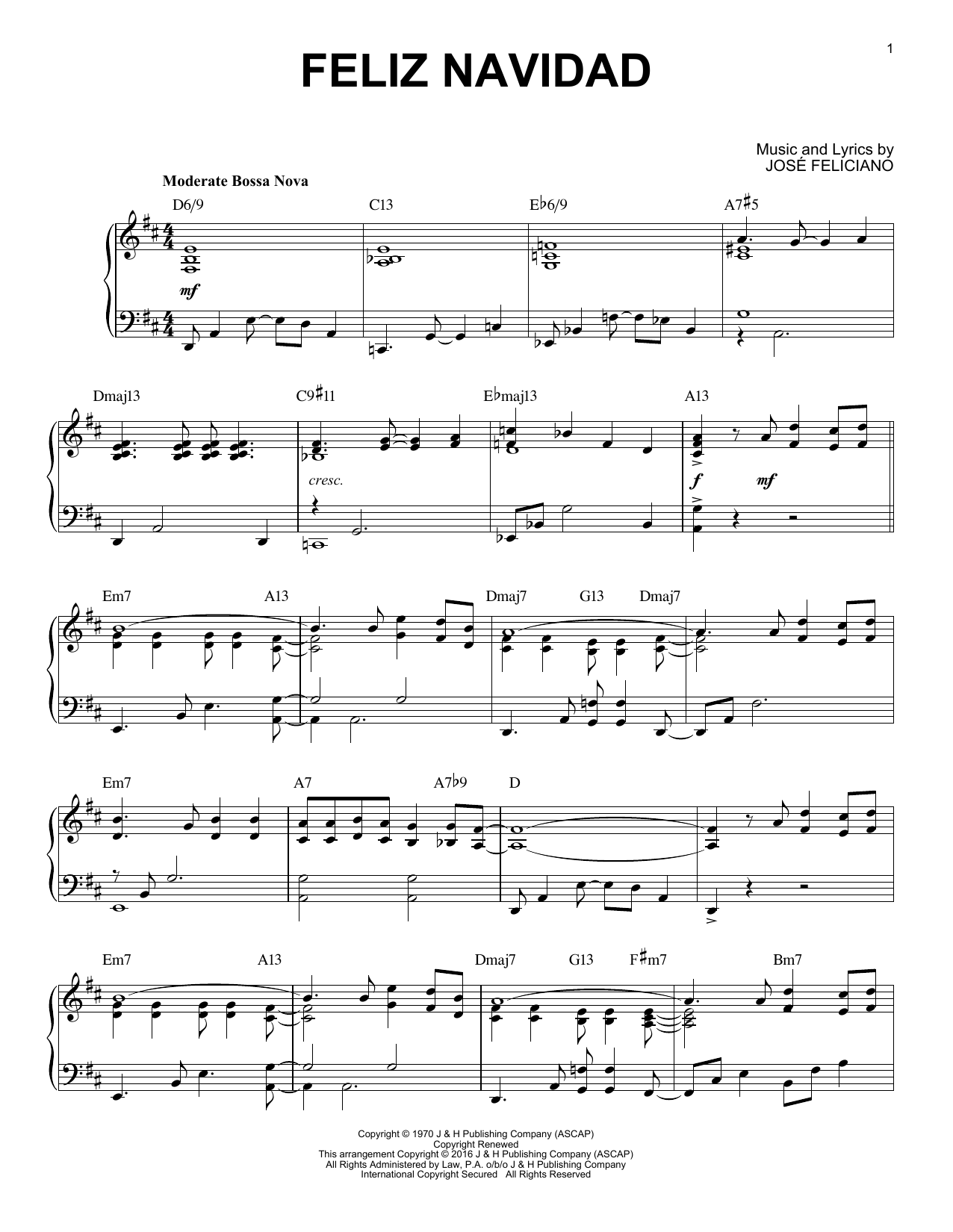 Product gallery: Page 1 of 1 Feliz Navidad [Jazz version] (arr. Brent Edstrom), Jose Feliciano