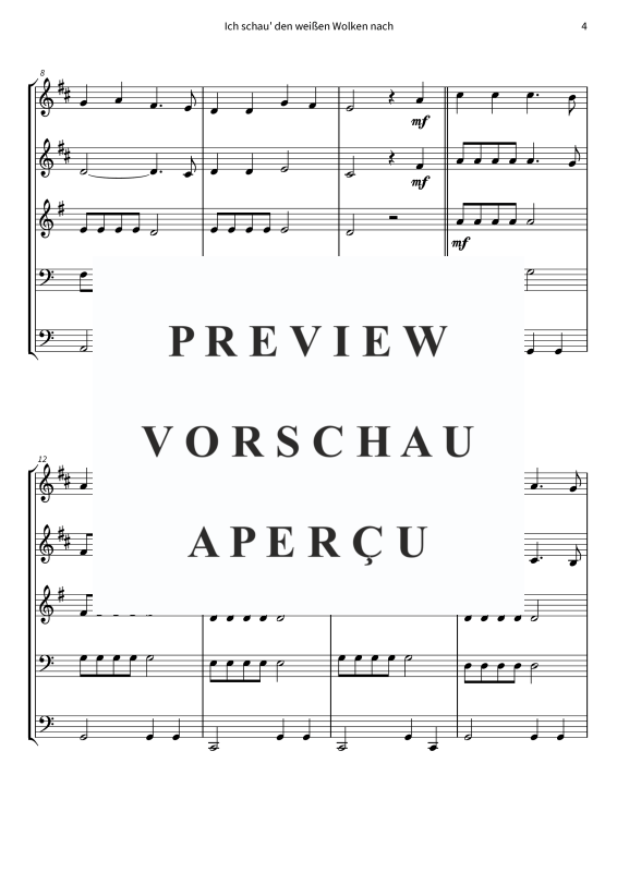 Produktgalerie: Seite 6 von 11 Ich schau´ den weißen Wolken nach, Nana Mouskouri, (Blechbläserquintett)
