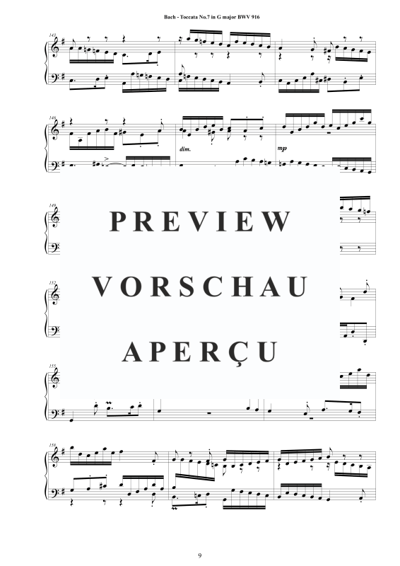 Produktgalerie: Seite 10 von 11 Toccata Nr. 7 G-Dur BWV 916, , Cembalo/Klavier Solo