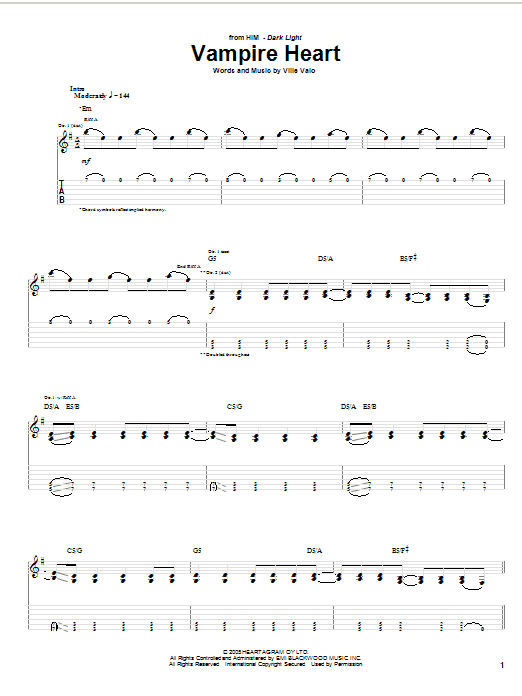Produktgalerie: Seite 1 von 1 Vampire Heart, HIM, Gitarre