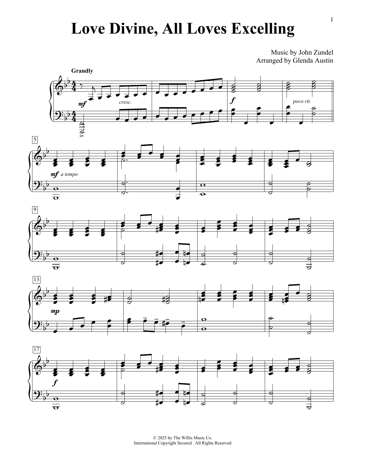 Produktbild zu: Love Divine, All Loves Excelling (arr. Glenda Austin)