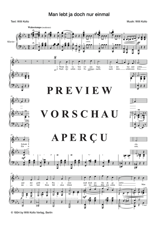 Produktgalerie: Seite 4 von 4 Man lebt ja doch nur einmal, 	, Klavier und Gesang