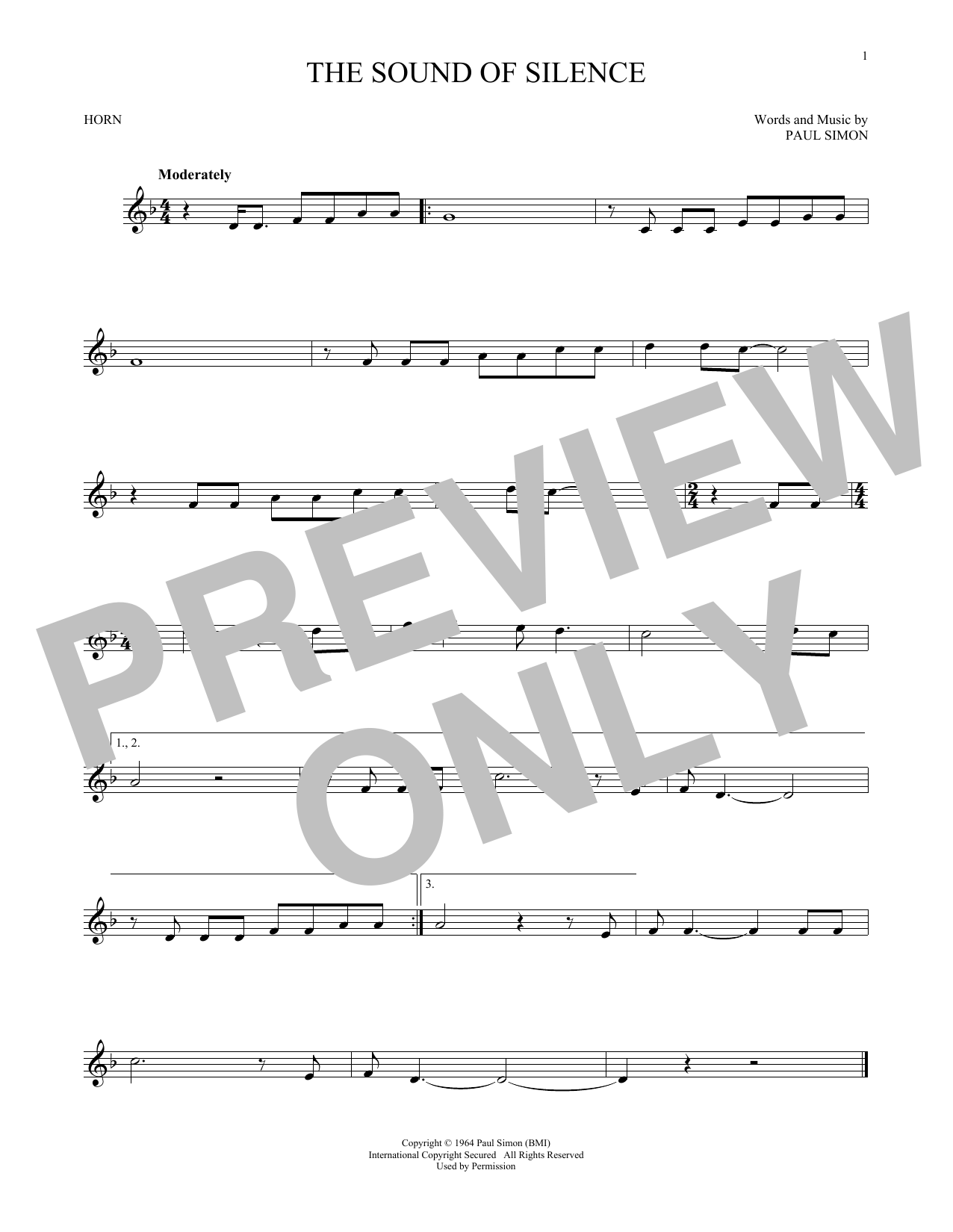 Produktgalerie: Seite 1 von 1 The Sound Of Silence, Simon & Garfunkel, Horn