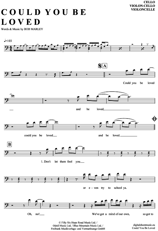 Produktbild zu: Could you be loved Bob Marley