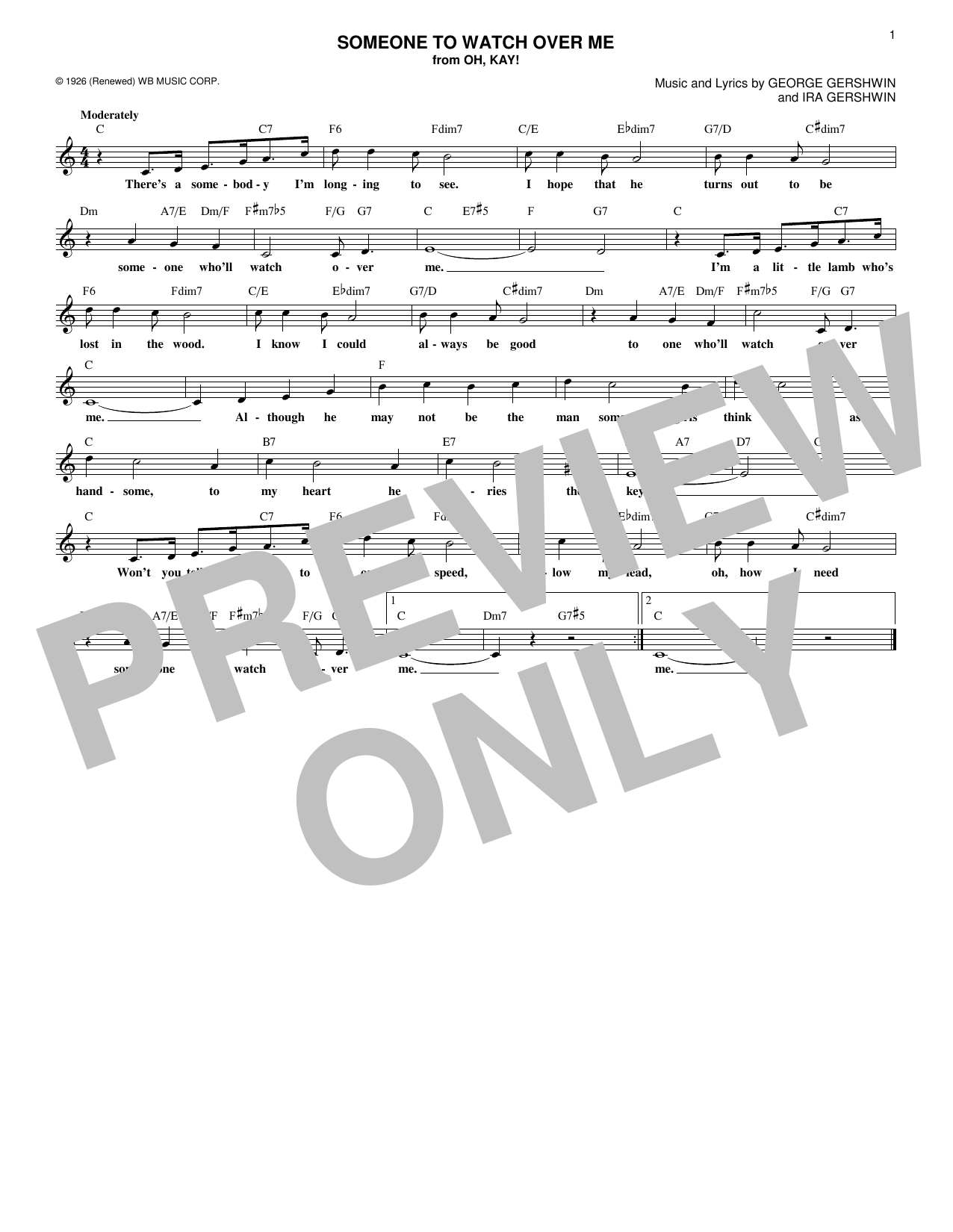 Product gallery: Page 1 of 1 Someone To Watch Over Me, George Gershwin