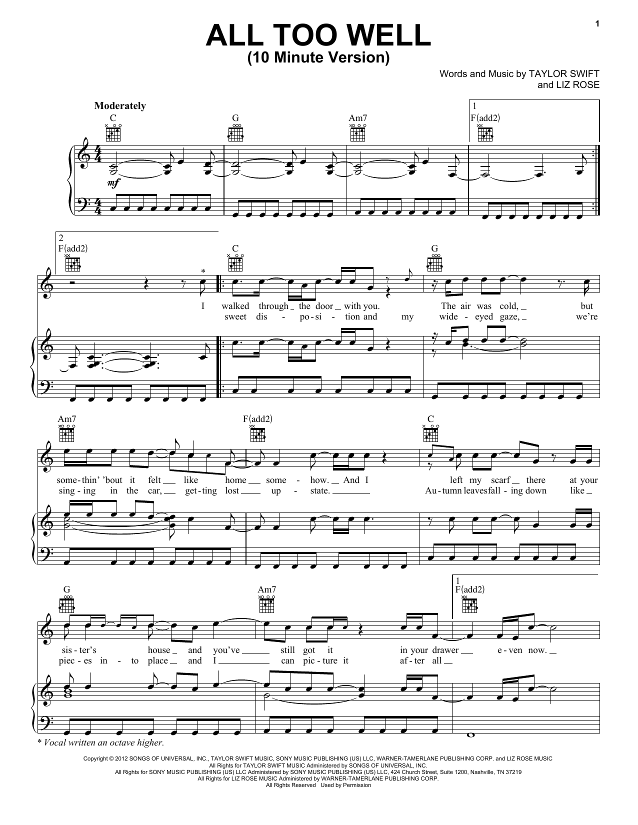 Product gallery: Page 1 of 1 All Too Well (10 Minute Version) (Taylor's Version) (From The Vault), Taylor Swift