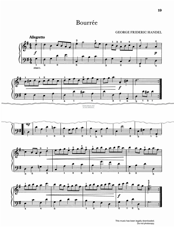 Product gallery: Page 1 of 1 Bourrée, George Frideric Handel