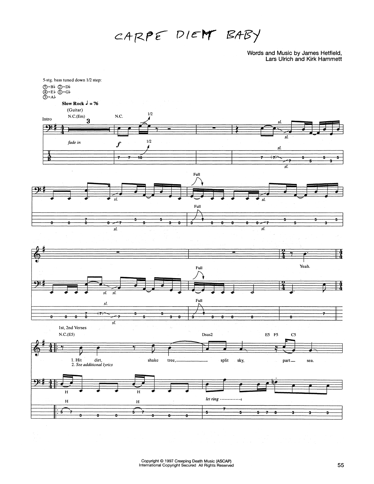 Produktgalerie: Seite 1 von 1 Carpe Diem Baby, Metallica, E-Bass