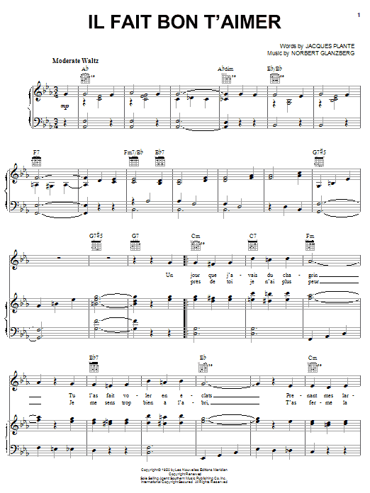 Produktgalerie: Seite 1 von 1 Il Fait Bon T'aimer, Edith Piaf, Gesang, Gitarre, Klavier