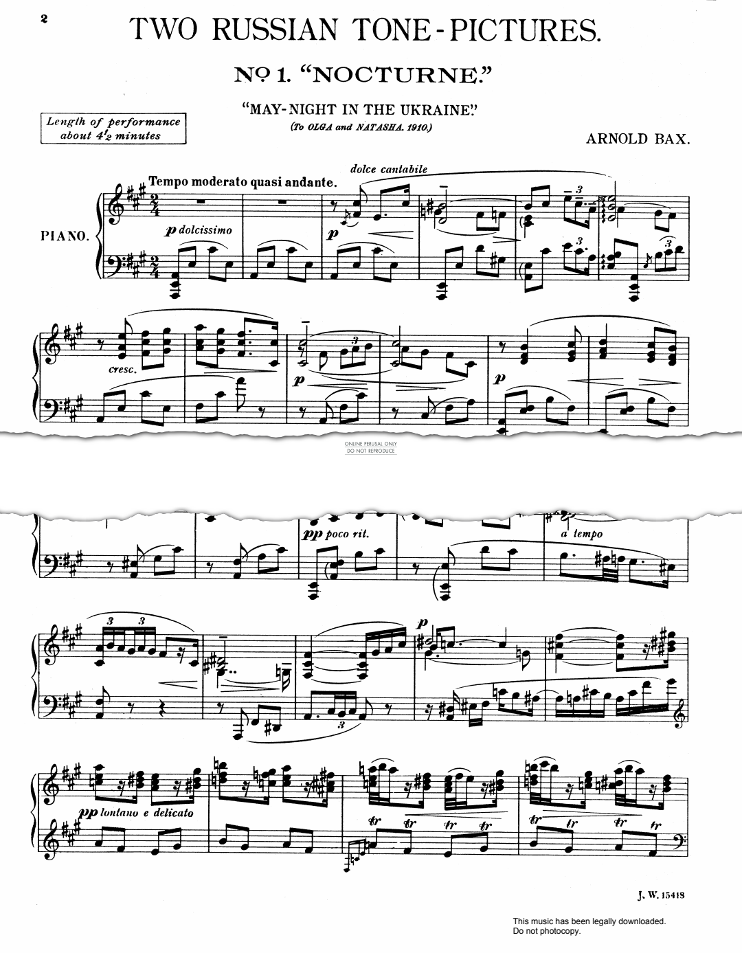 Produktbild zu: No.1 Nocturne (Two Russian Tone-Pictures) 'May Night In The Ukraine'
