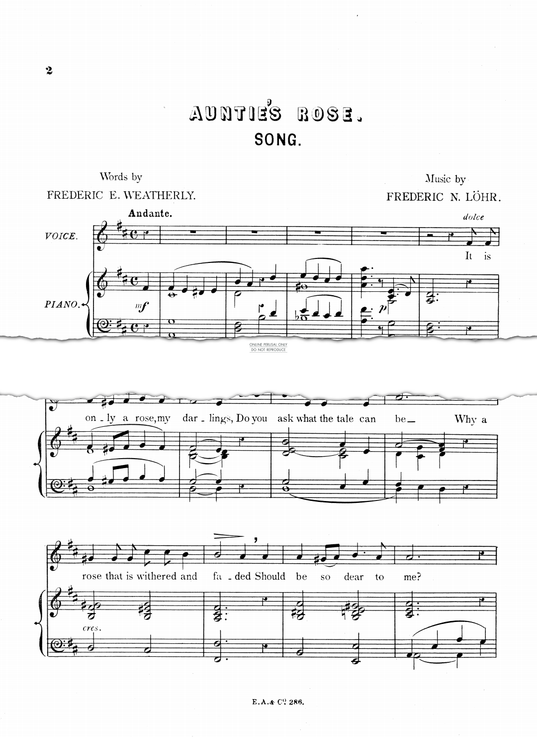 Produktgalerie: Seite 1 von 1 Auntie's Rose, Frederic N. Lohr, Gesang, Klavier