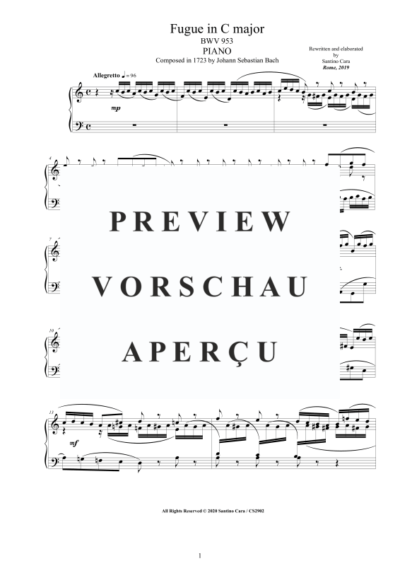 Product gallery: Page 2 of 4 Fugue in C major BWV 953, , Solo Piano