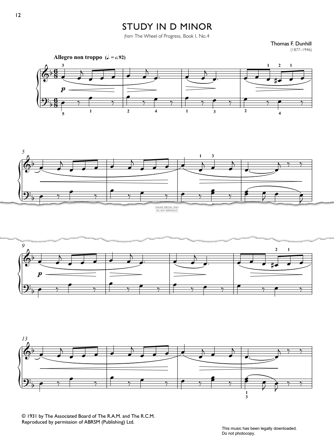 Product picture to: Study in D minor, from “The Wheel of Progress” Op. 74 Book 1