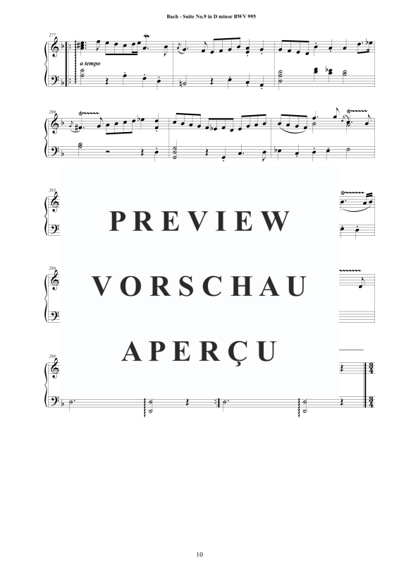 Produktgalerie: Seite 11 von 11 Suite No.9 in D-Moll BWV 995 - Complete Piano Version, , Klavier Solo