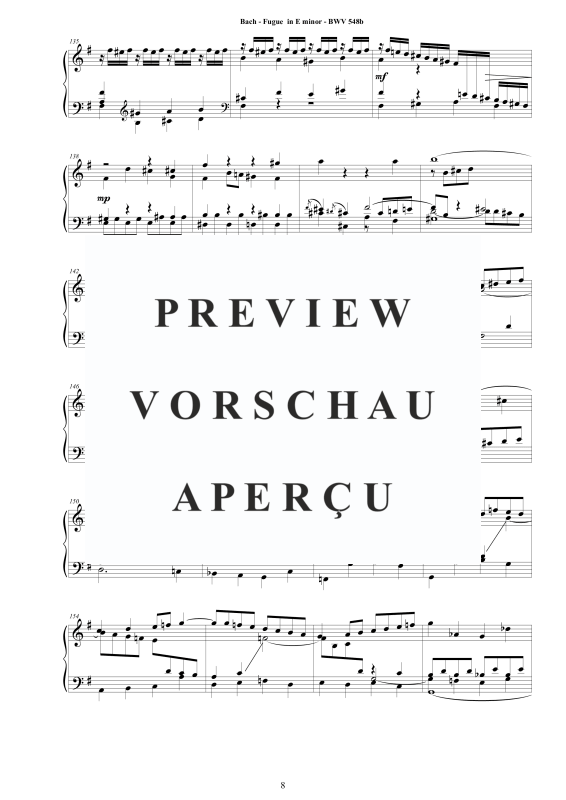 Produktgalerie: Seite 9 von 11 Fuge in E-Moll BWV 548b, , Klavier Solo